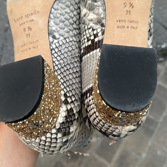 Kate Spade Made in Italy Snakeskin Leather Glitter Heels Ankle Strap Pumps - 9.5 - Picture 12 of 16